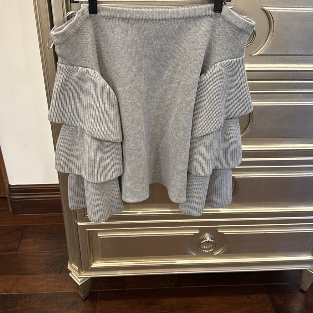 Endless Rose Gray Off-the-Shoulder Sweater
